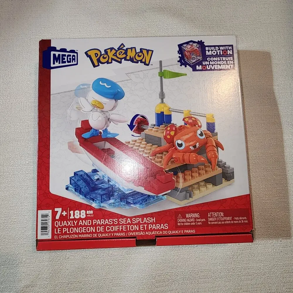 MEGA Pokémon Quaxly & Paras's sea splash-New ,188 Pieces